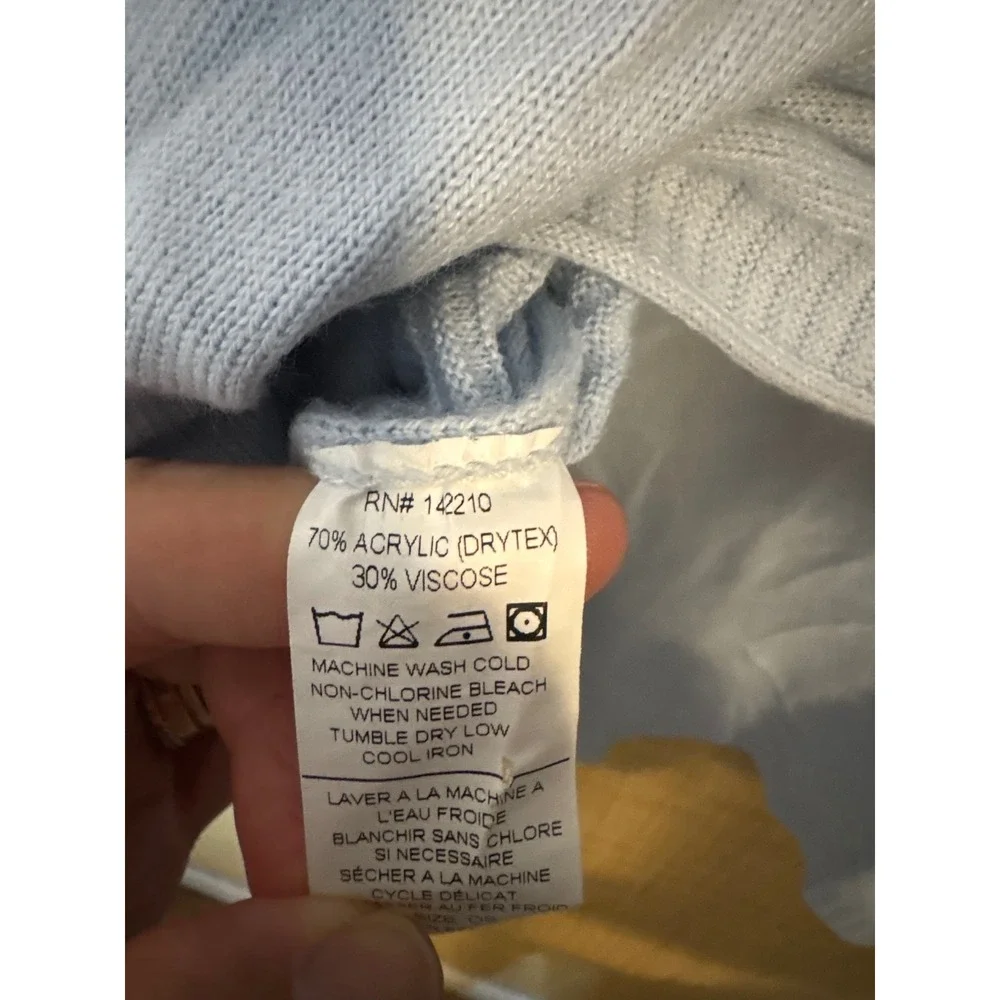 Mersea OS Catalina Light Blue Polo V-Neck Oversized Lightweight Knit Sweater